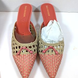 Enzo Angelioni size 7 1/2 red and tan pumps